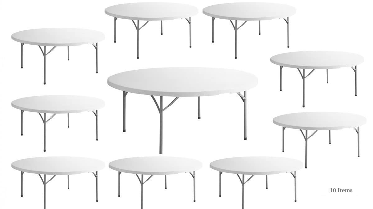 White 72 Inch Round Plastic Folding Table B50092