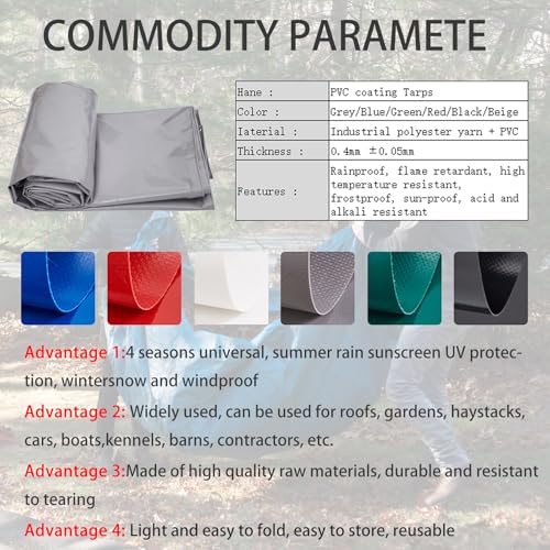 4m x 8m Grey Waterproof Poly Tarp with Grommets P683