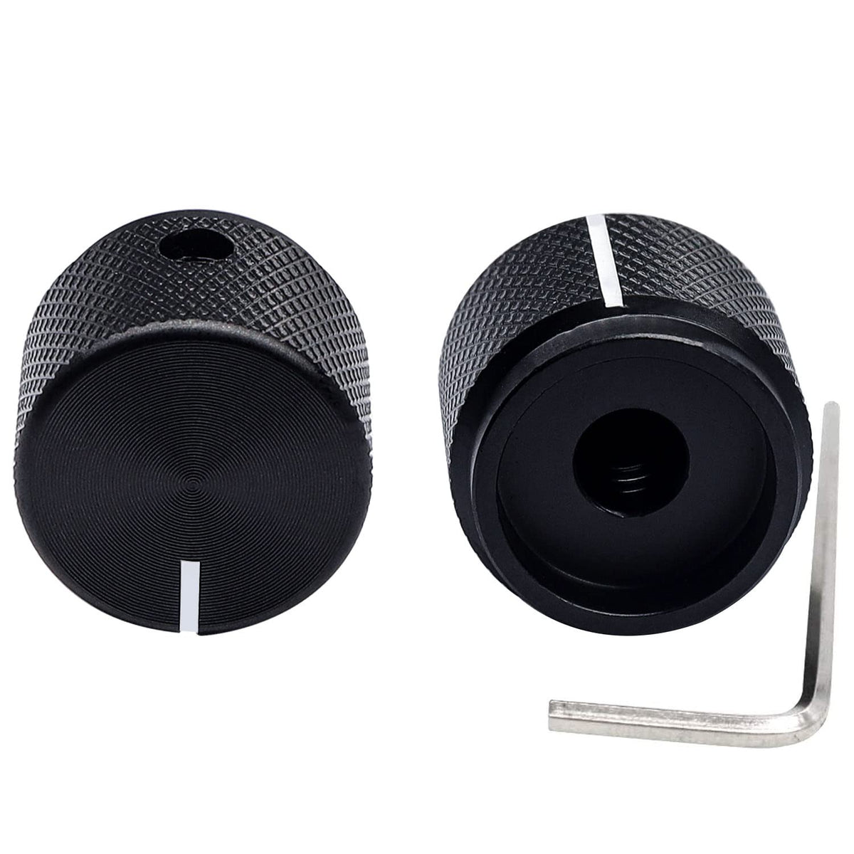 2pcs Black Aluminum Rotary Electronic Control Potentiometer Q269