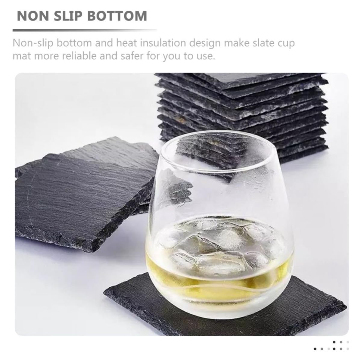 Black Natural Stone Square Coasters R142