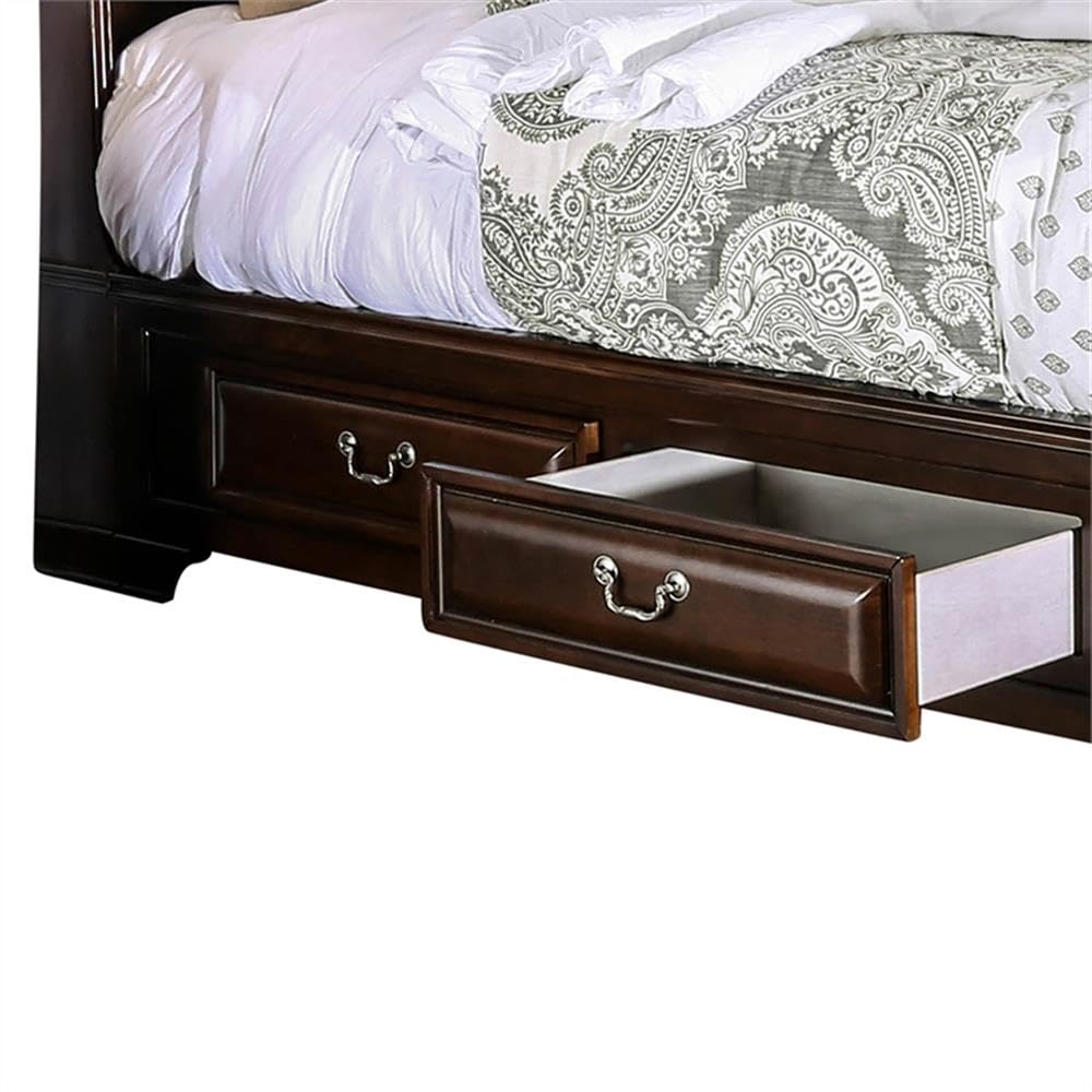 Brown Cherry California King Storage Bed with 4 Drawers D5537
