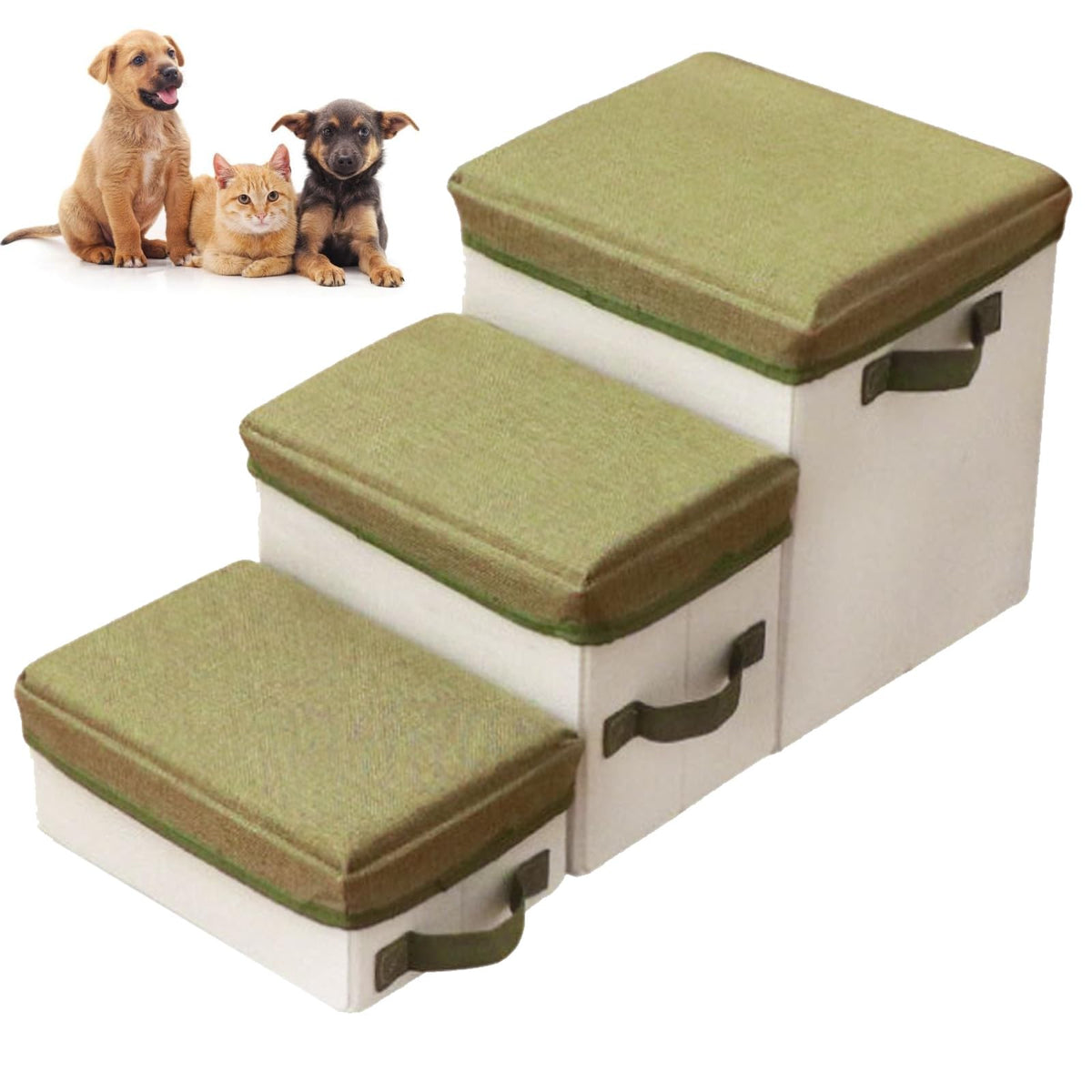 3 Step Foldable Non-Slip Dog Stairs with Storage H900688