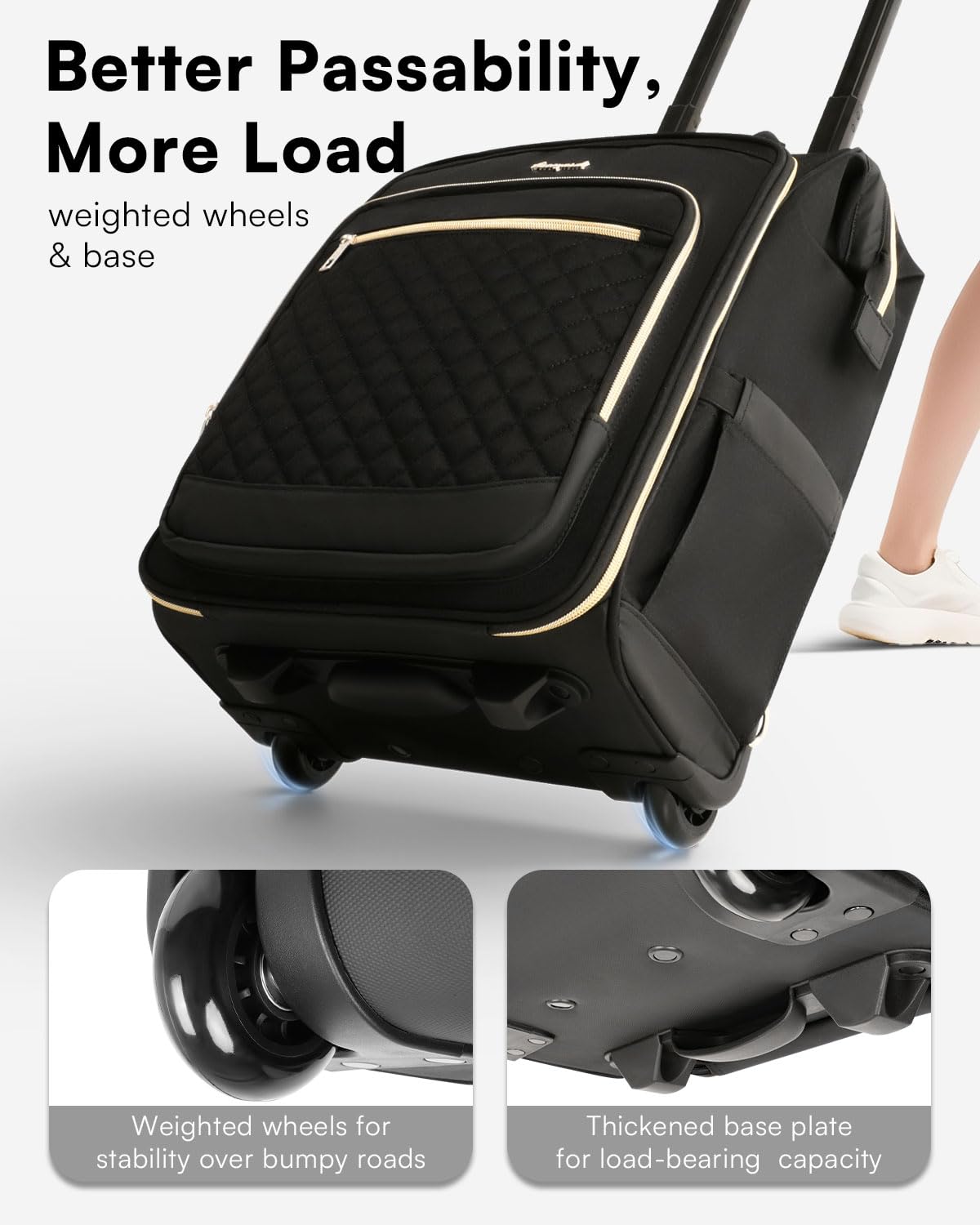 Black Rolling Backpack with Wheels C2550