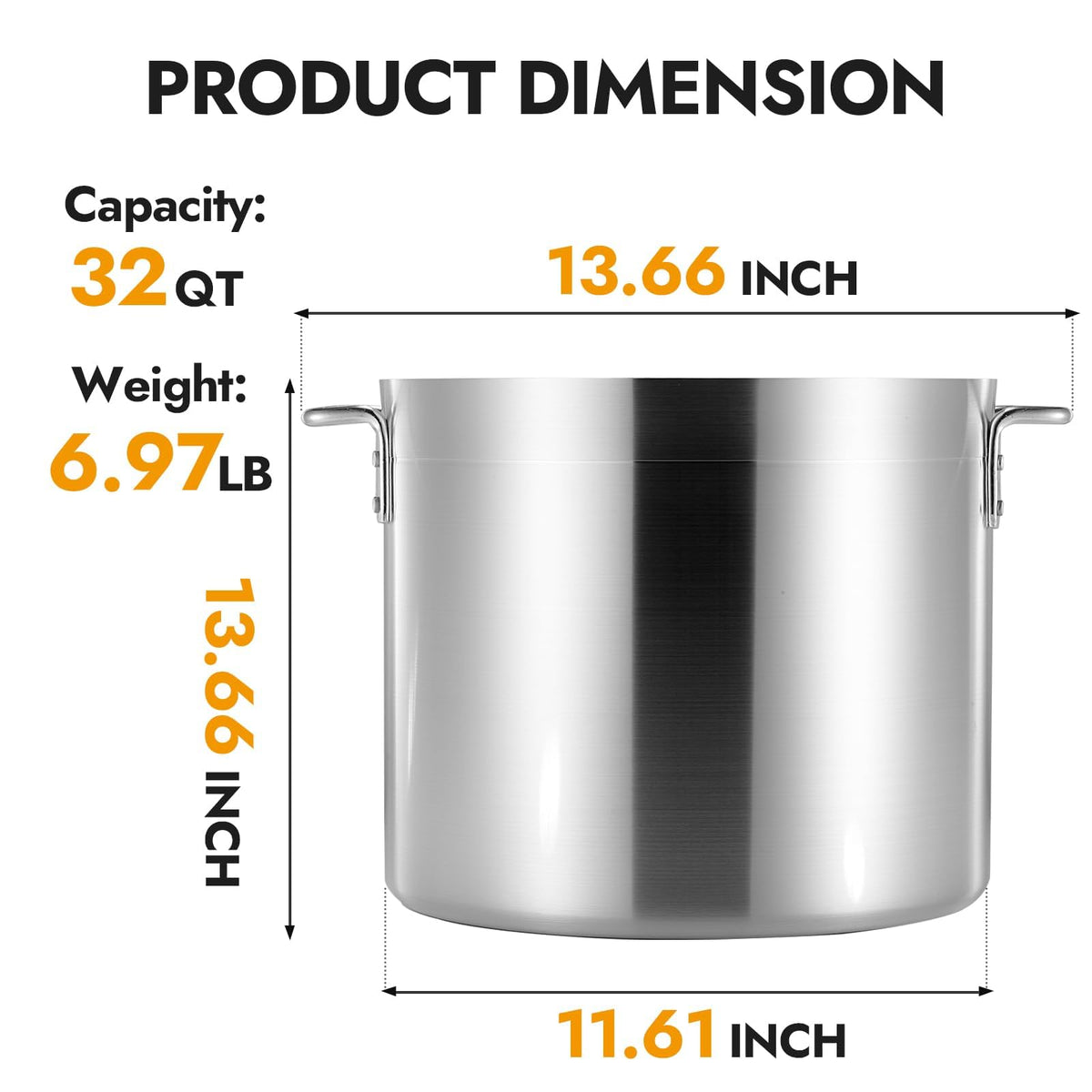 32 Quart Aluminum Stock Pot with Lid H49438