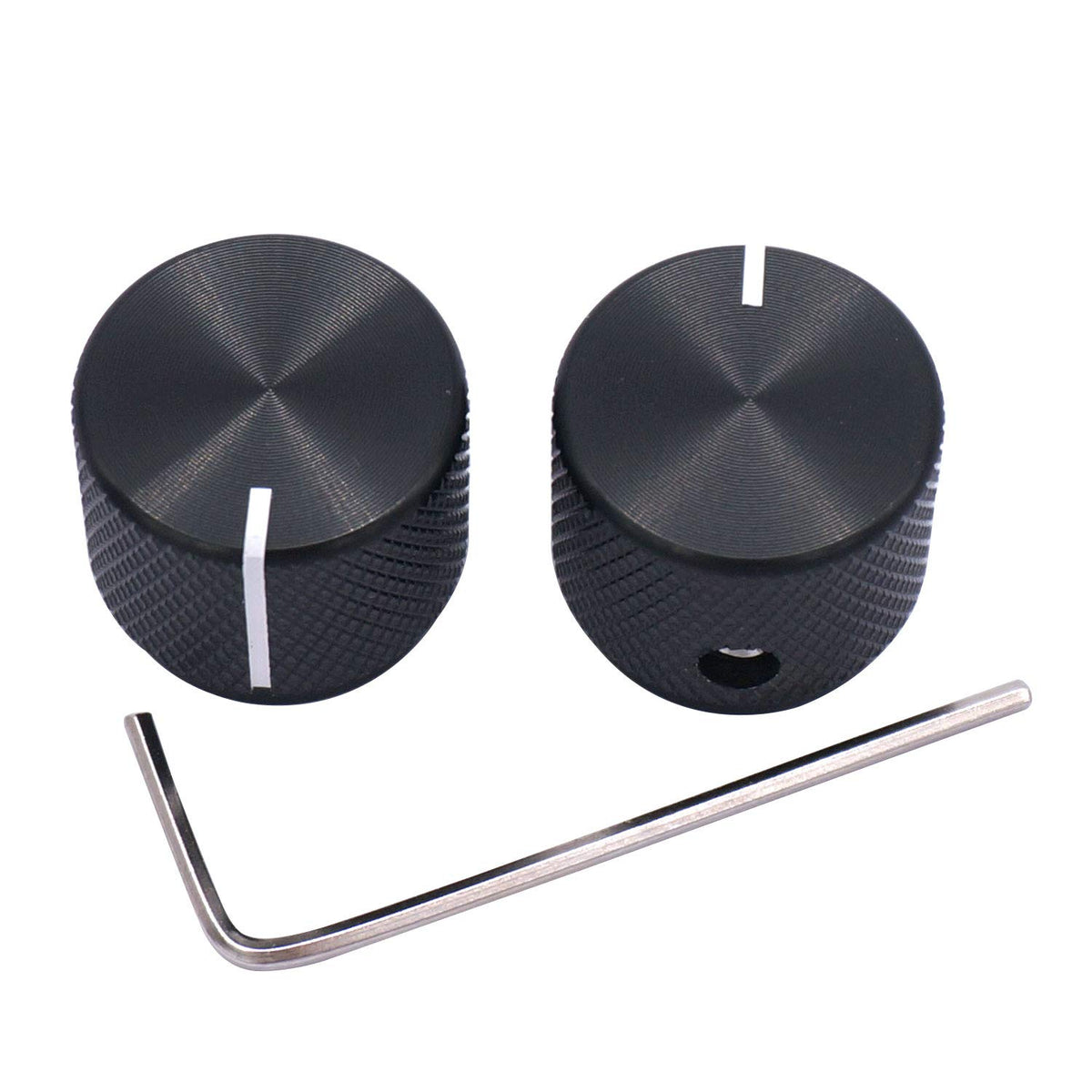 2pcs Black Aluminum Rotary Electronic Control Potentiometer Q269