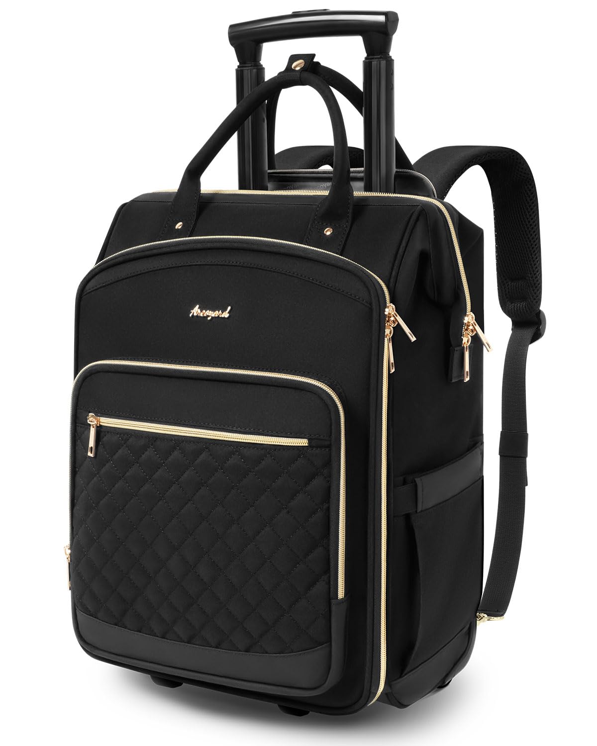 Black Rolling Backpack with Wheels C2550