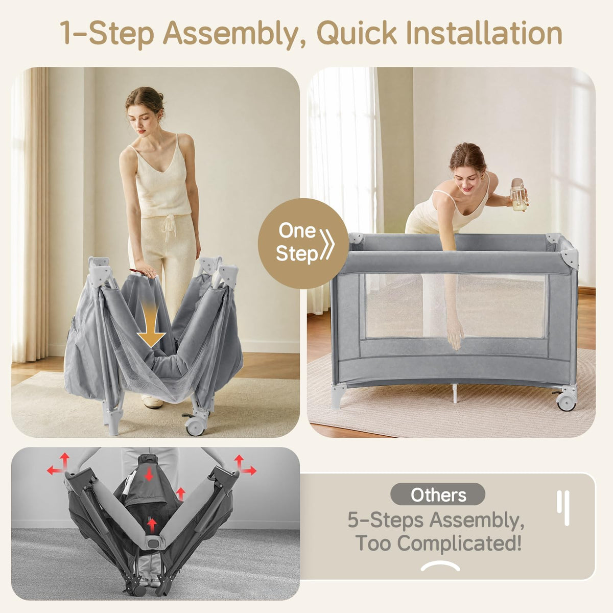 4 in 1 Grey Baby Bassinet A4888