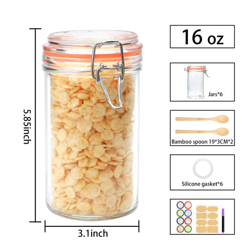 16 oz Glass Jars with Airtight Lid U502390