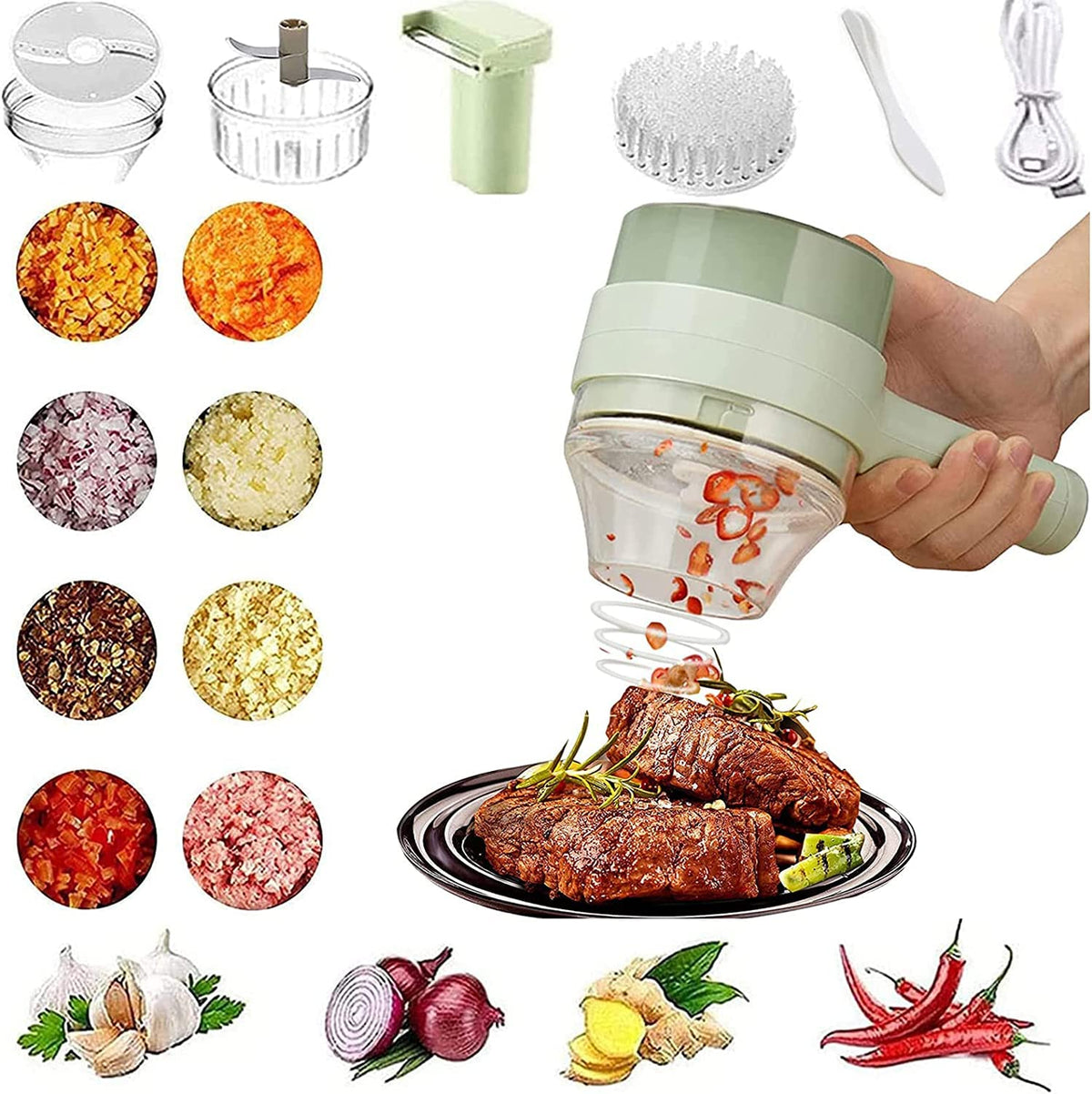 4 in 1 Handheld Electric Vegetable Cutter Set Y16137