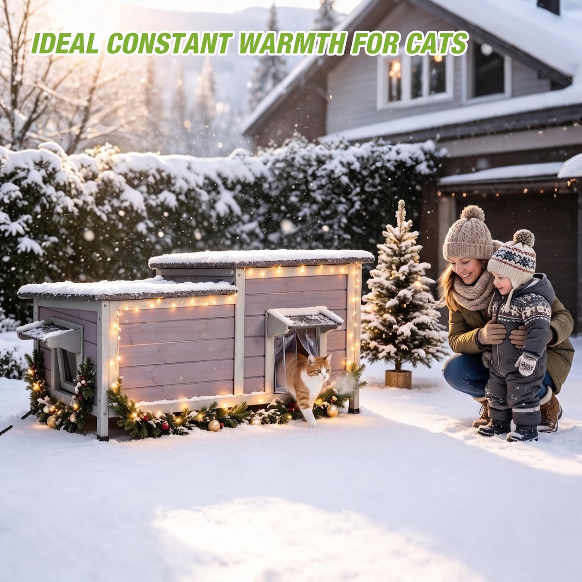 Large Heated Outdoor Cat House with Insulated Liner Q60672
