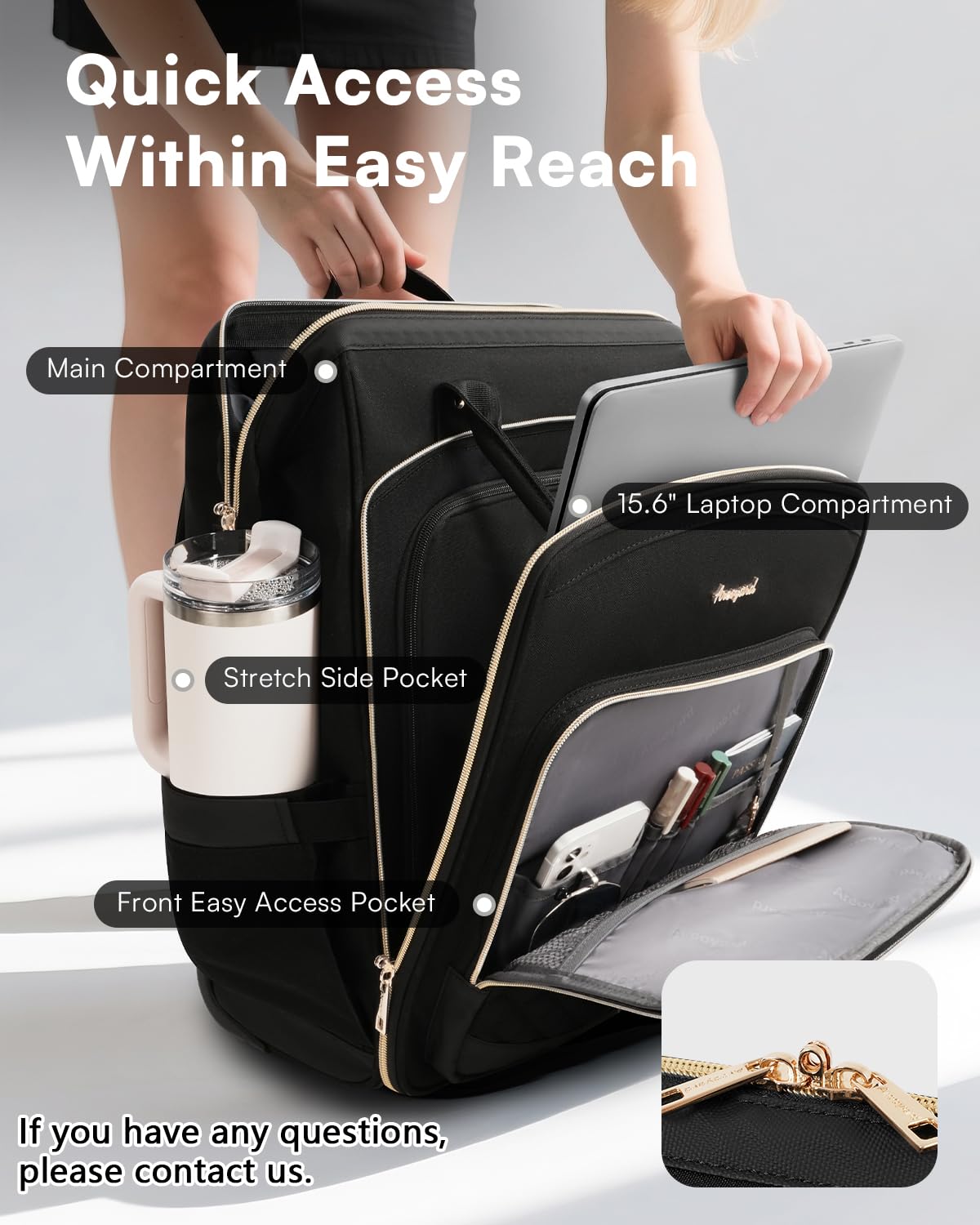 Black Rolling Backpack with Wheels C2550