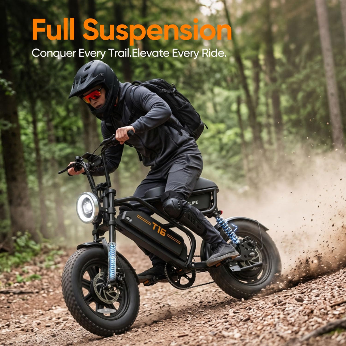 1000W Peak Electric Bike with 48V 13AH Battery, 16" Fat Tire A1178