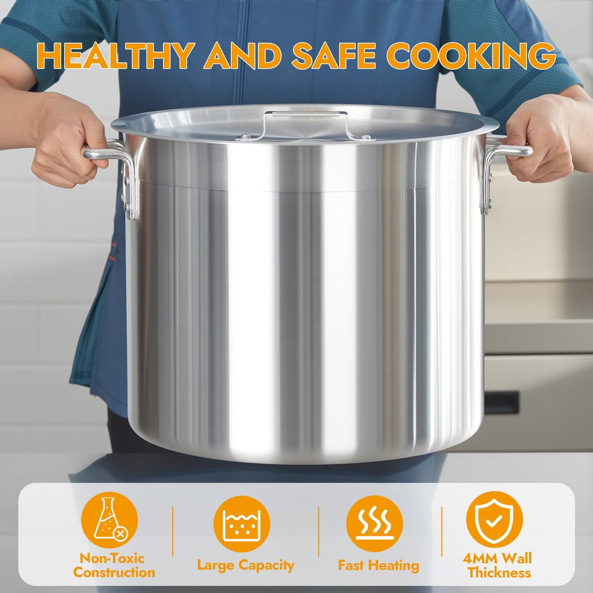 32 Quart Aluminum Stock Pot with Lid H49438