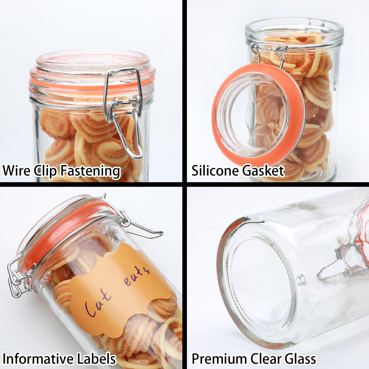 16 oz Glass Jars with Airtight Lid U502390