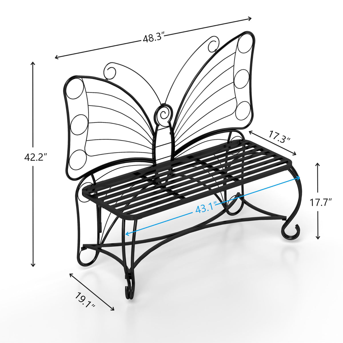Cast Iron Garden Bench for 2 Persons Black B17157