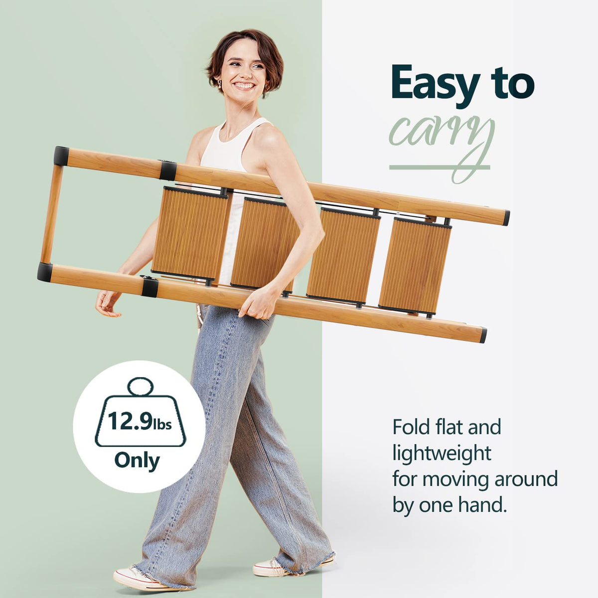 4 Step Ladders, 300lbs Load, 36'' Top Step, Wood Grain A95582