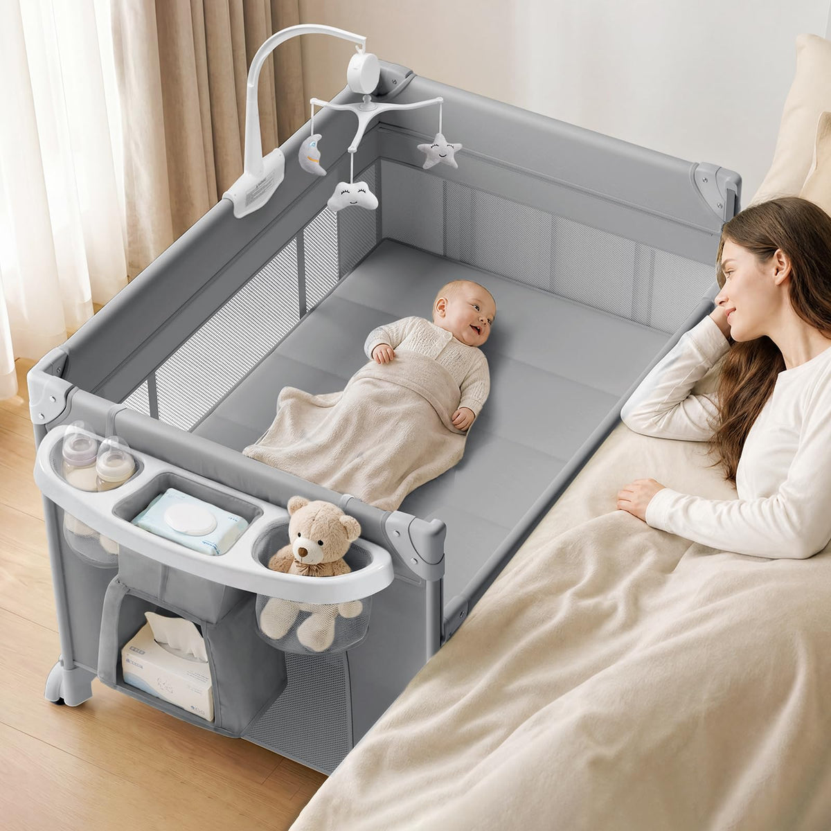 4 in 1 Grey Baby Bassinet A4888