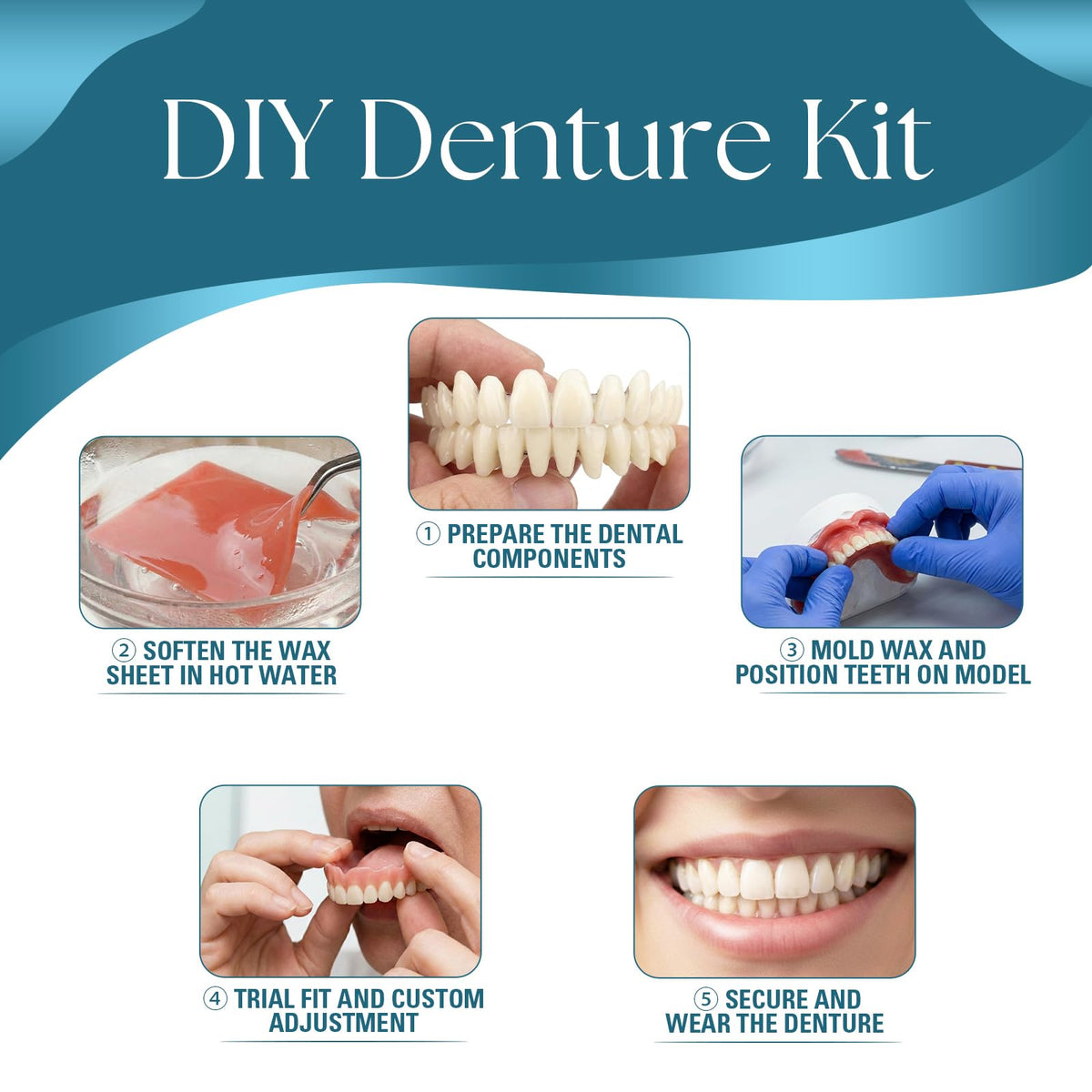 DIY Denture Kit, Temporary Full Set of Dentures S378