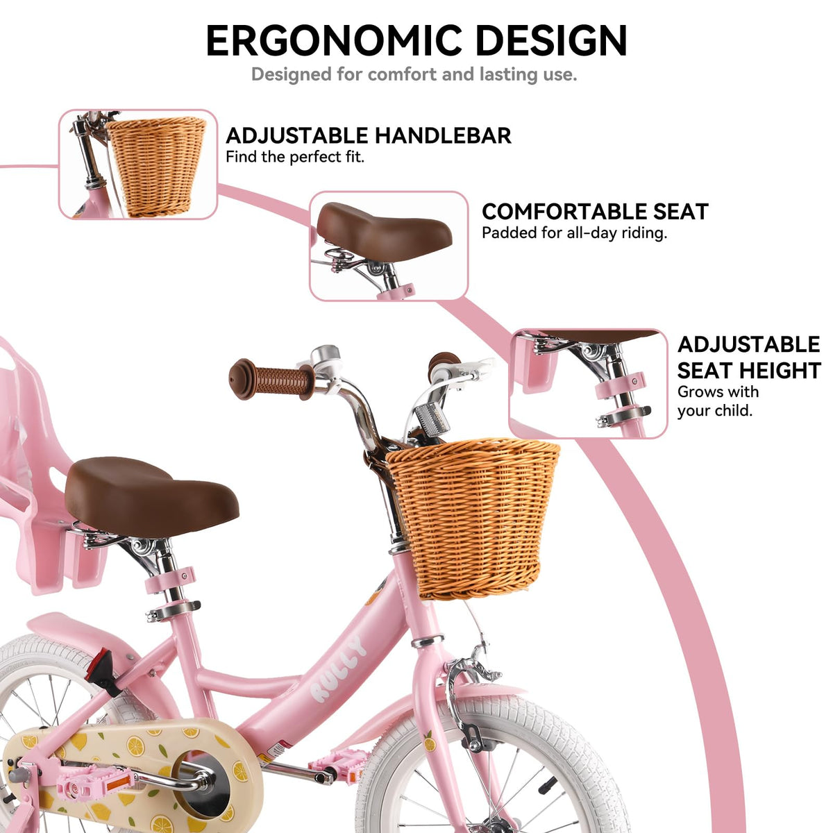 12 14 16 Inch Girls Bike with Training Wheels T8939