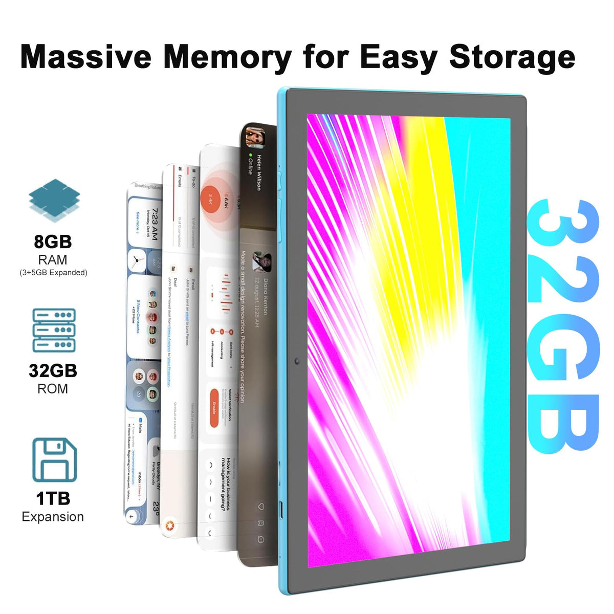 10 inch Android Tablet with Keyboard Stylus 8GB RAM 32GB ROM R605371