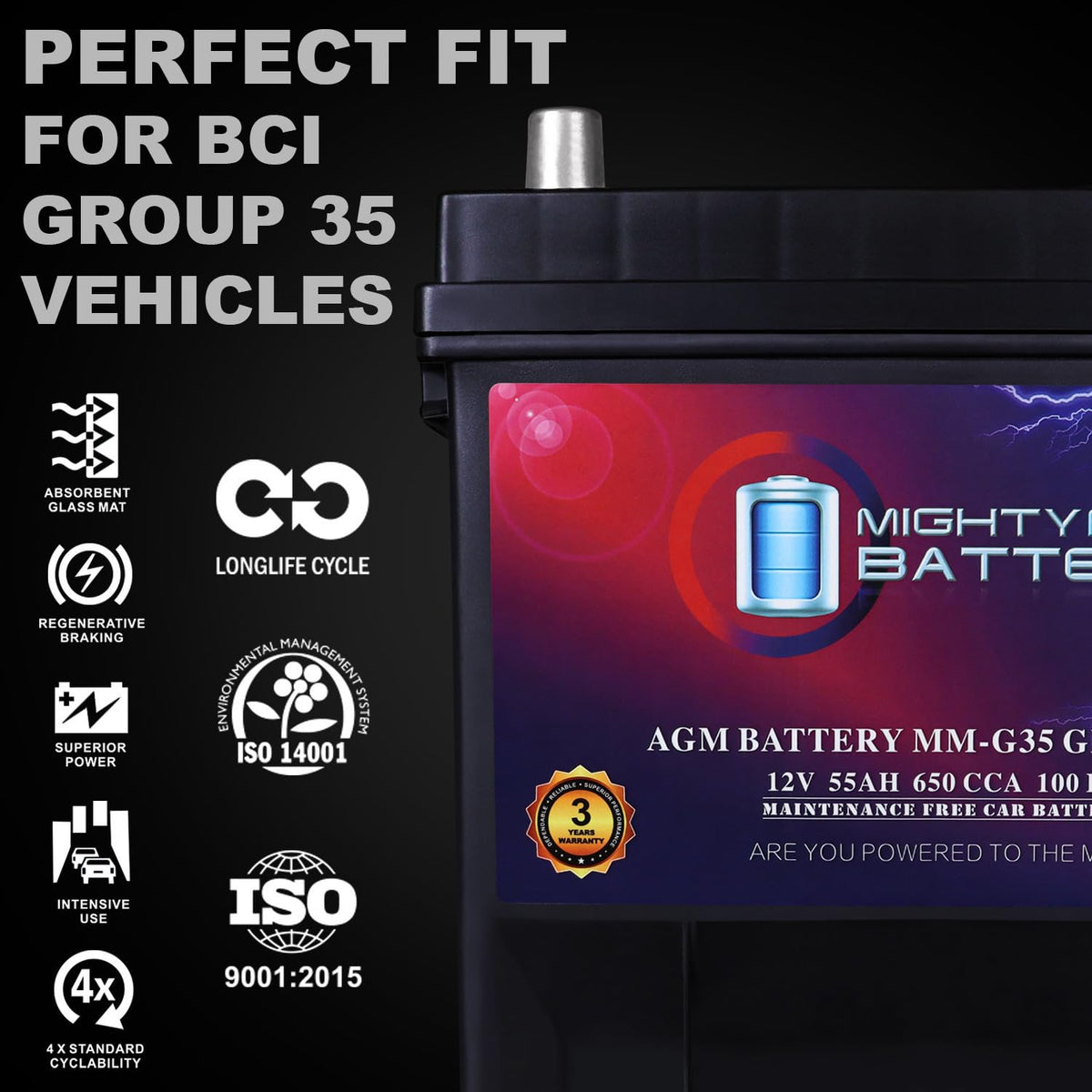 12V 55Ah AGM Replacement Battery Q766