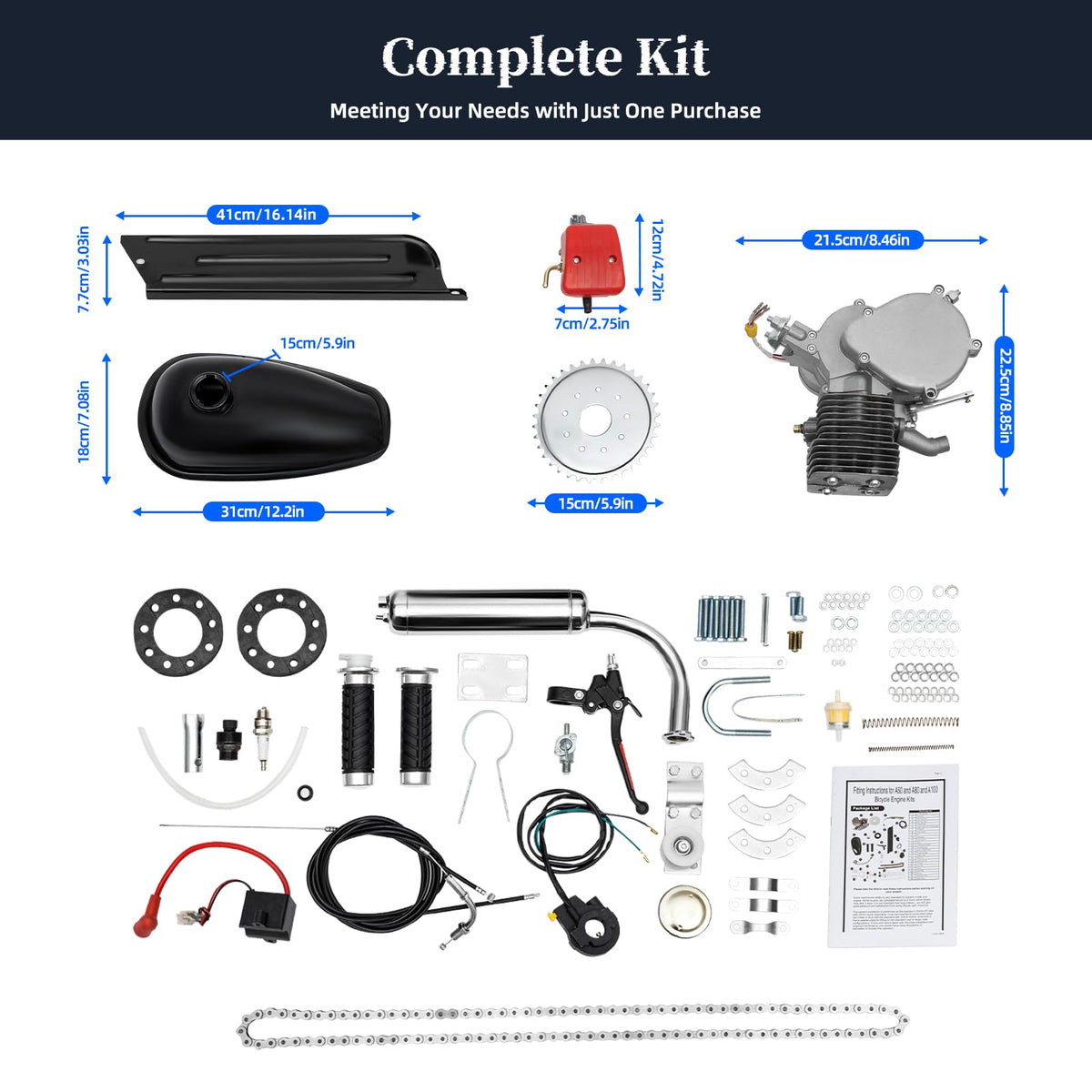 100cc 2-Stroke Air-Cooling Bicycle Engine Kit V8547