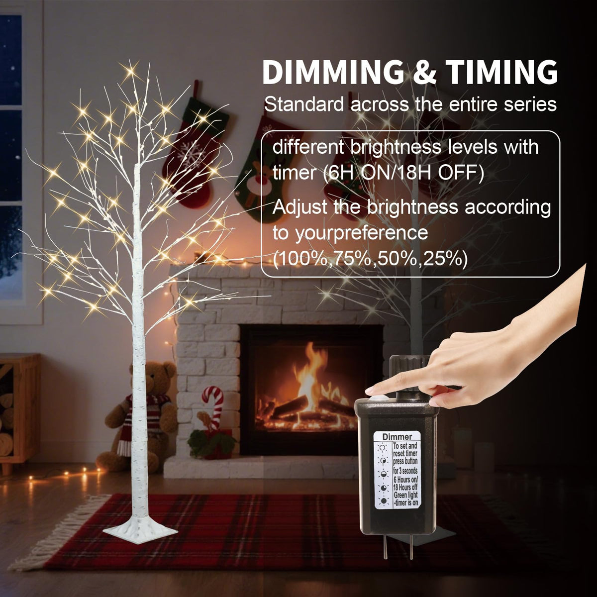 4FT 6FT 8FT Lighted Artificial Birch Tree Set of 3 N314122