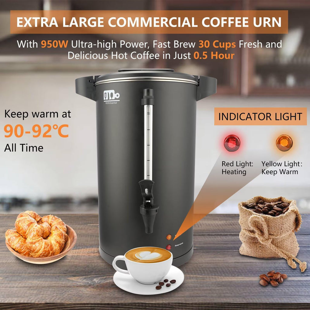 30-Cup 6L Stainless Steel Commercial Coffee Urn U31080