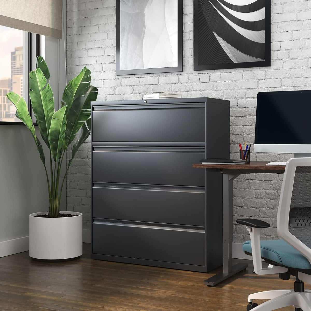 4 Drawer Charcoal Lateral File M1976