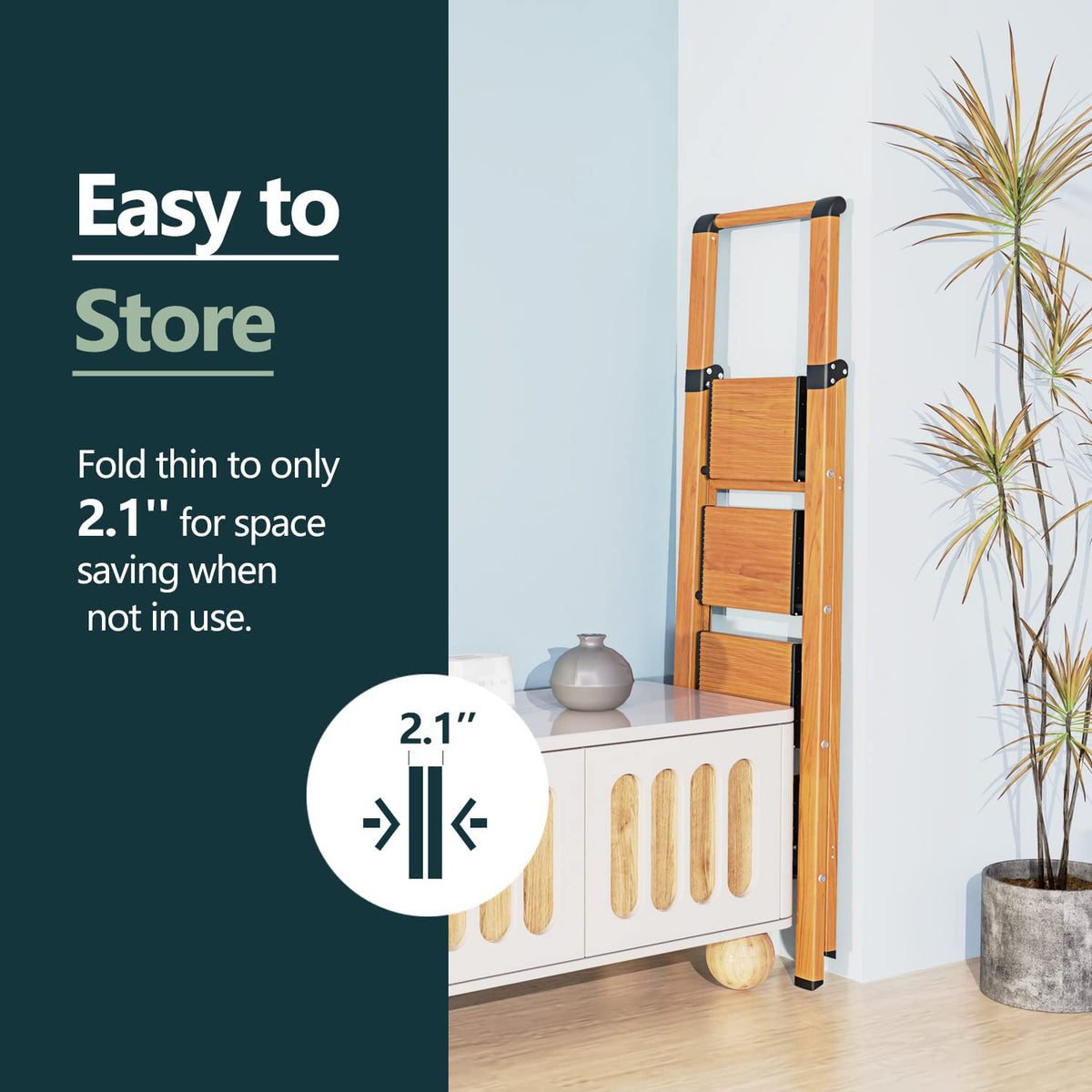 4 Step Ladders, 300lbs Load, 36'' Top Step, Wood Grain A95582