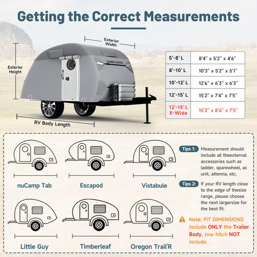 12-15 Camper 7 Layers Waterproof Teardrop Trailer Cover H336928