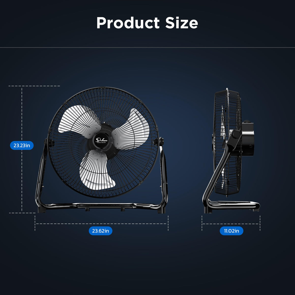 20 Inch 3-Speed Metal Industrial Floor Fan H9415