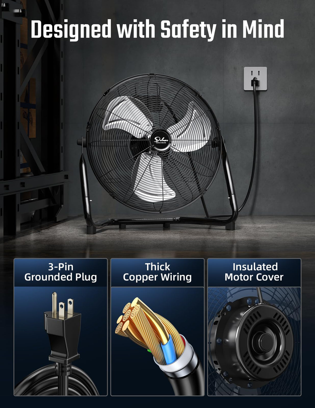 18 Inch 3 Speed Metal Floor Fan J79811