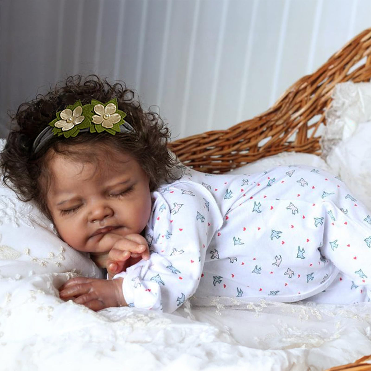 20-Inch Sleeping Black Newborn Baby Girl R4670