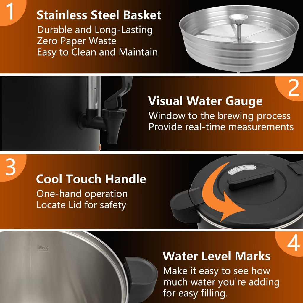 30-Cup 6L Stainless Steel Commercial Coffee Urn U31080