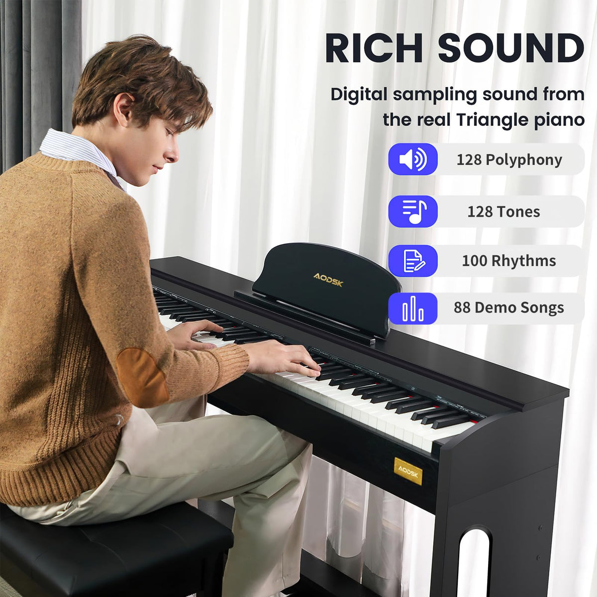 88-Key Digital Piano with Stand & Pedals O772