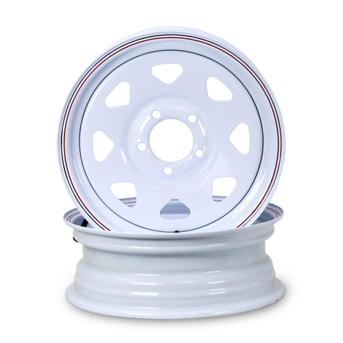 15X5 Trailer Wheel 5 Lug on 4.5" Bolt Pattern White Spoke Rim, Set 2 T525
