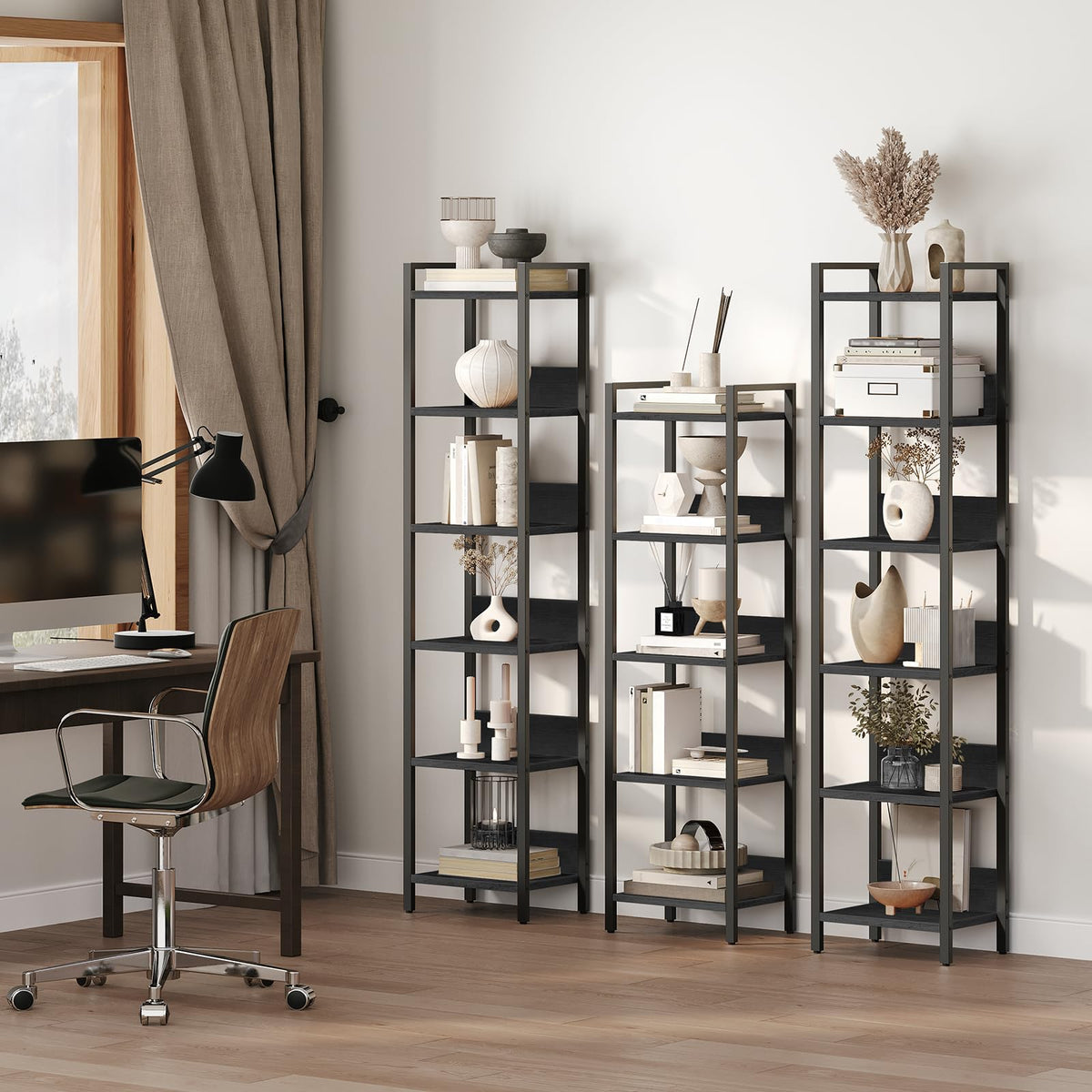 5-Tier Black Bookshelf Z695