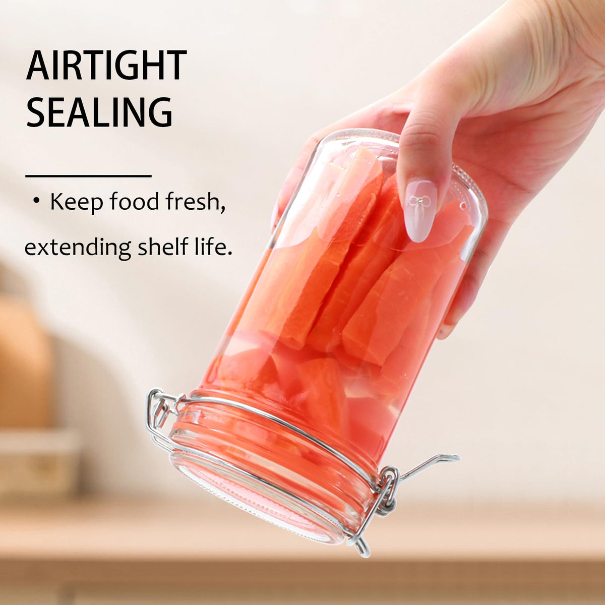 16 oz Glass Jars with Airtight Lid U502390
