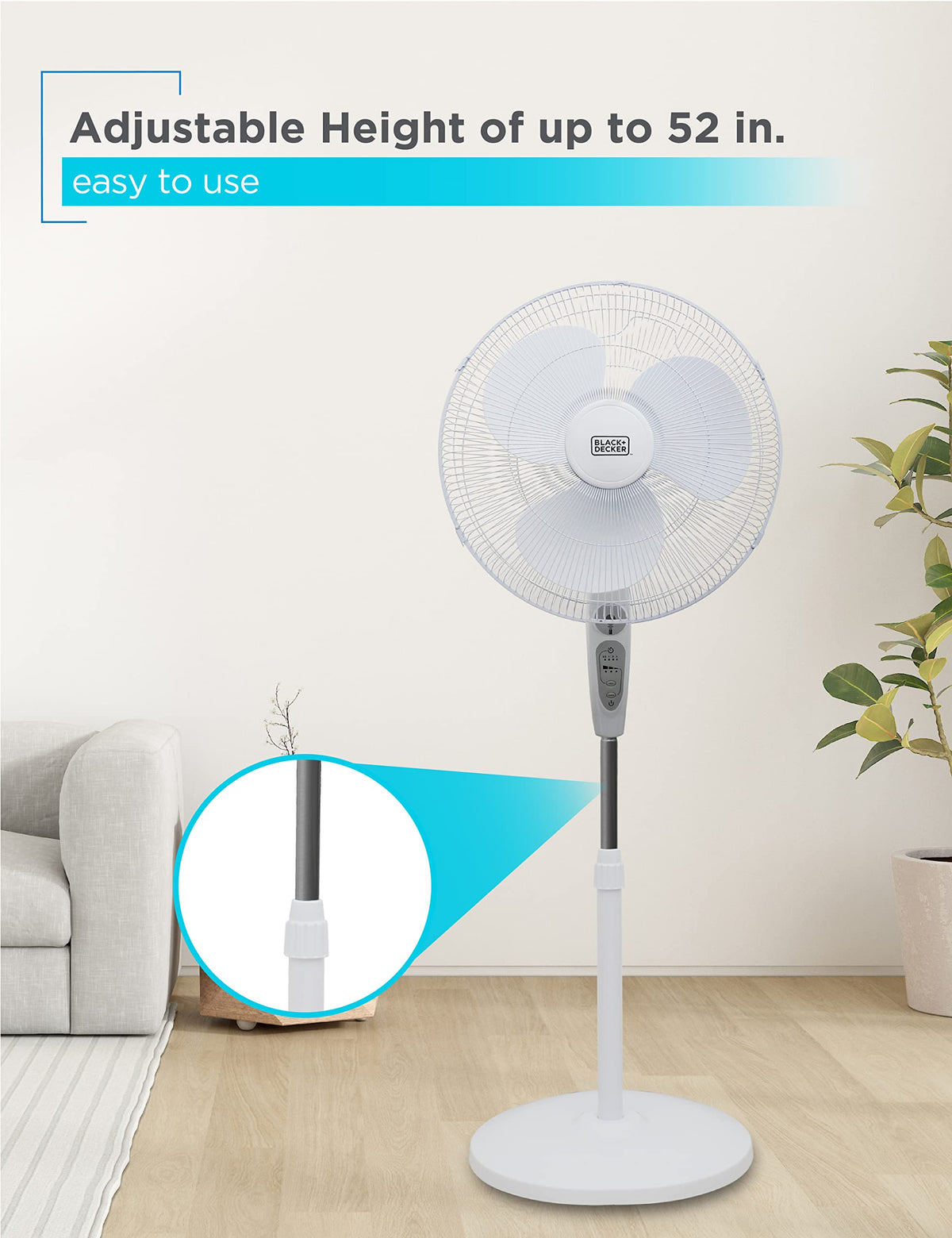 18-Inch Stand Fan with Remote and 3-Speed Settings, White A945262