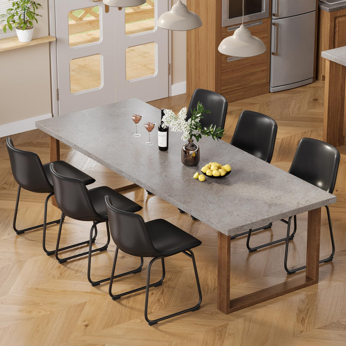 Black PU Leather Dining Chairs Set of 2 G96694