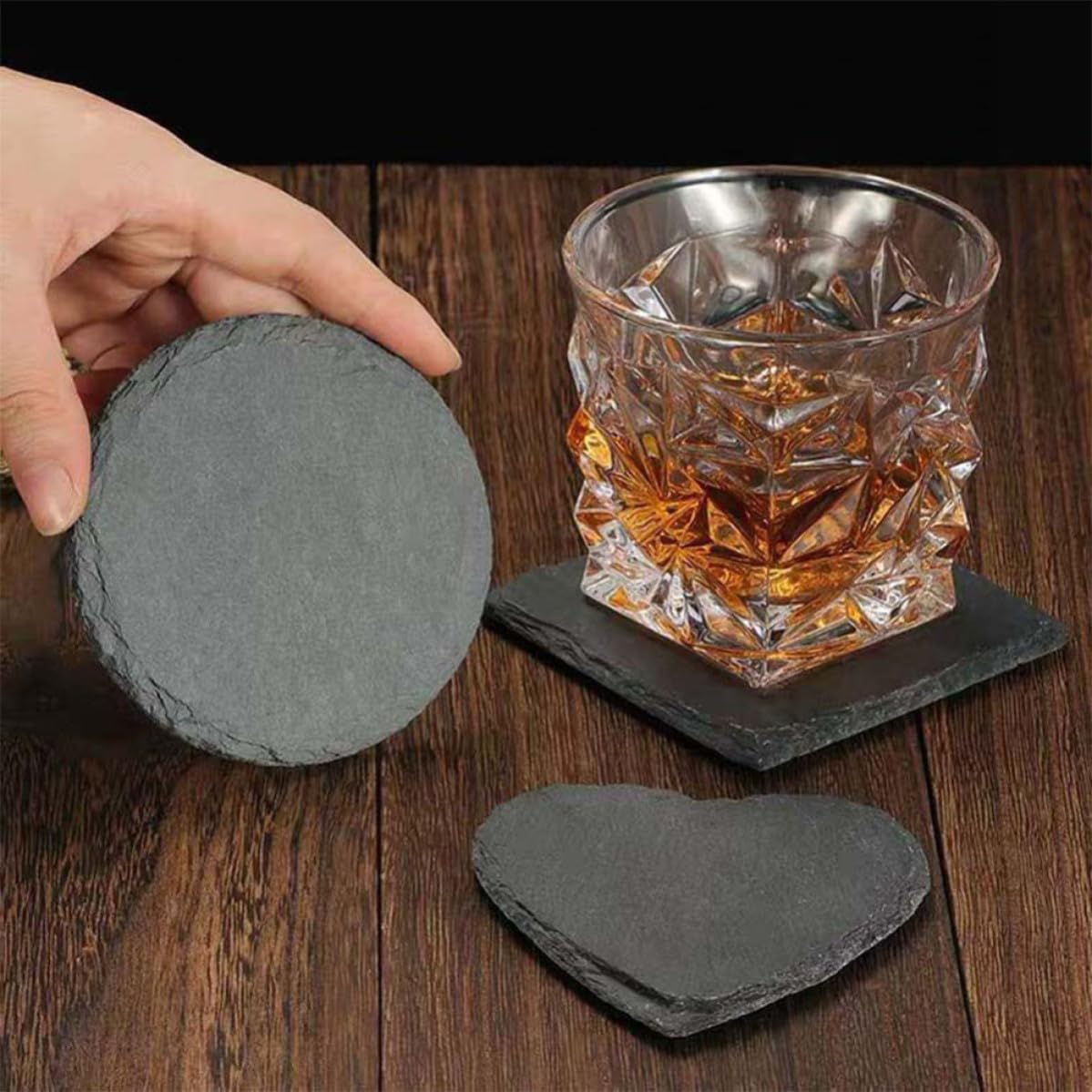 Black Natural Stone Square Coasters R142