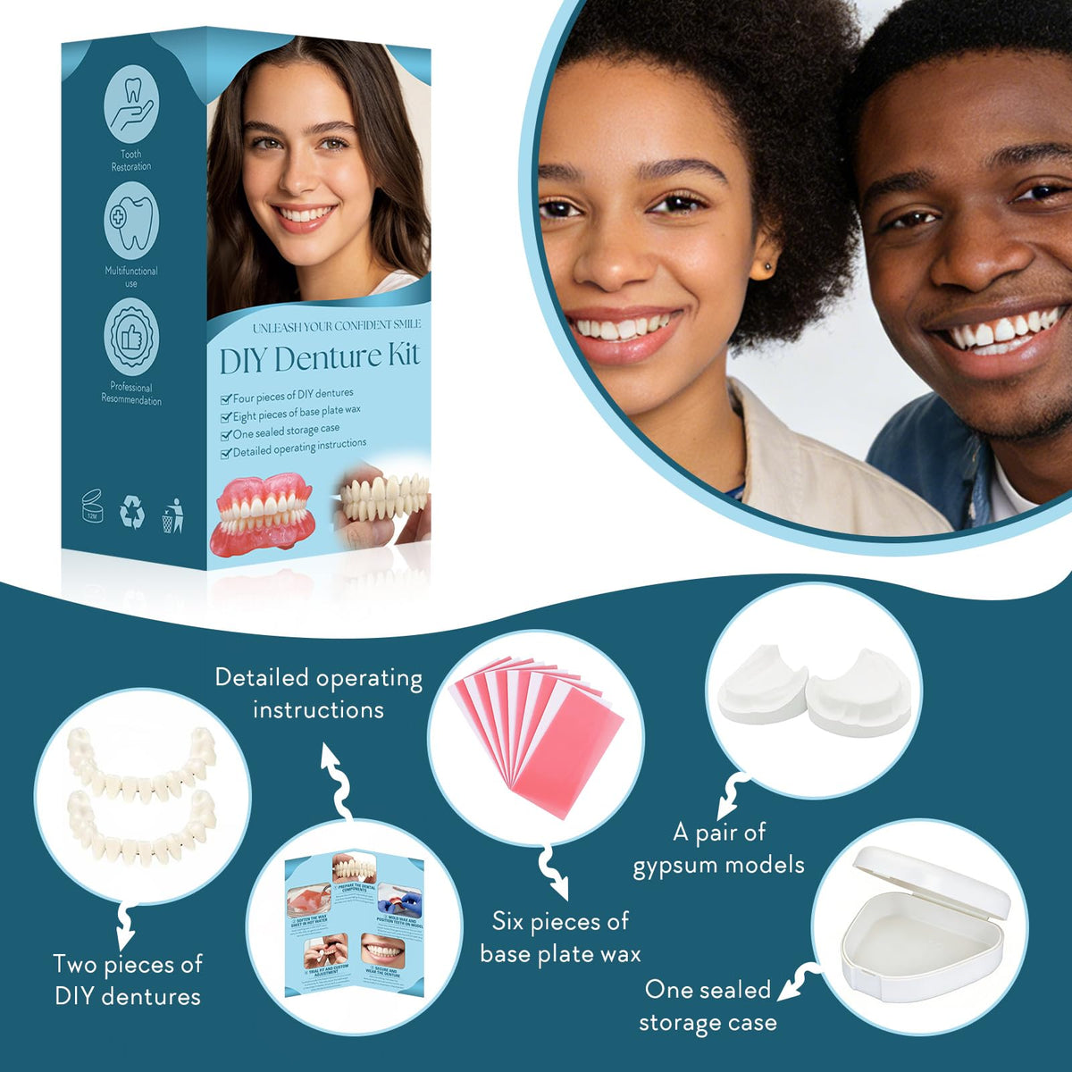 DIY Denture Kit, Temporary Full Set of Dentures S378