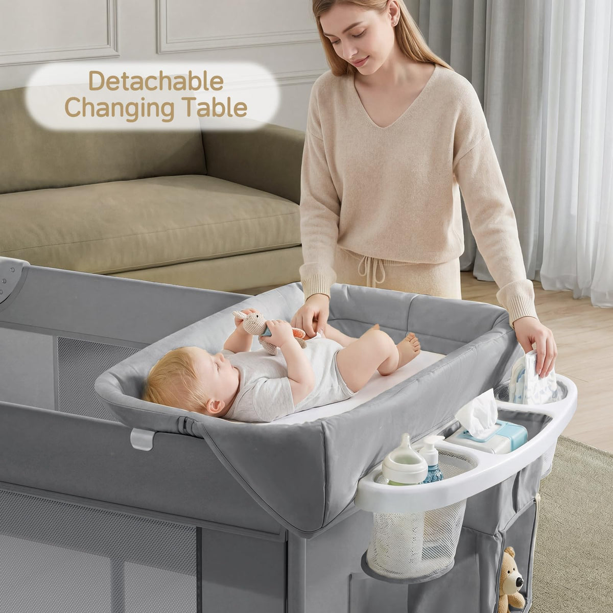 4 in 1 Grey Baby Bassinet A4888