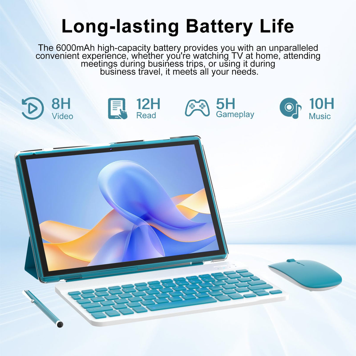 10 inch Android Tablet with Keyboard Stylus 8GB RAM 32GB ROM R605371