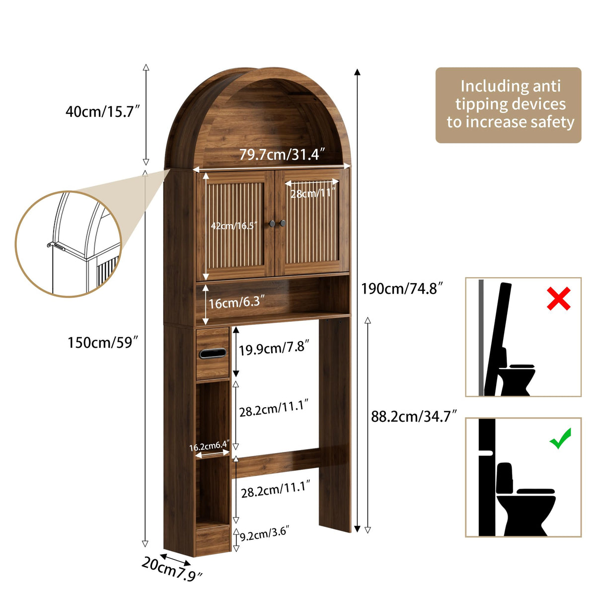 Arched Over The Toilet Storage Cabinet T276