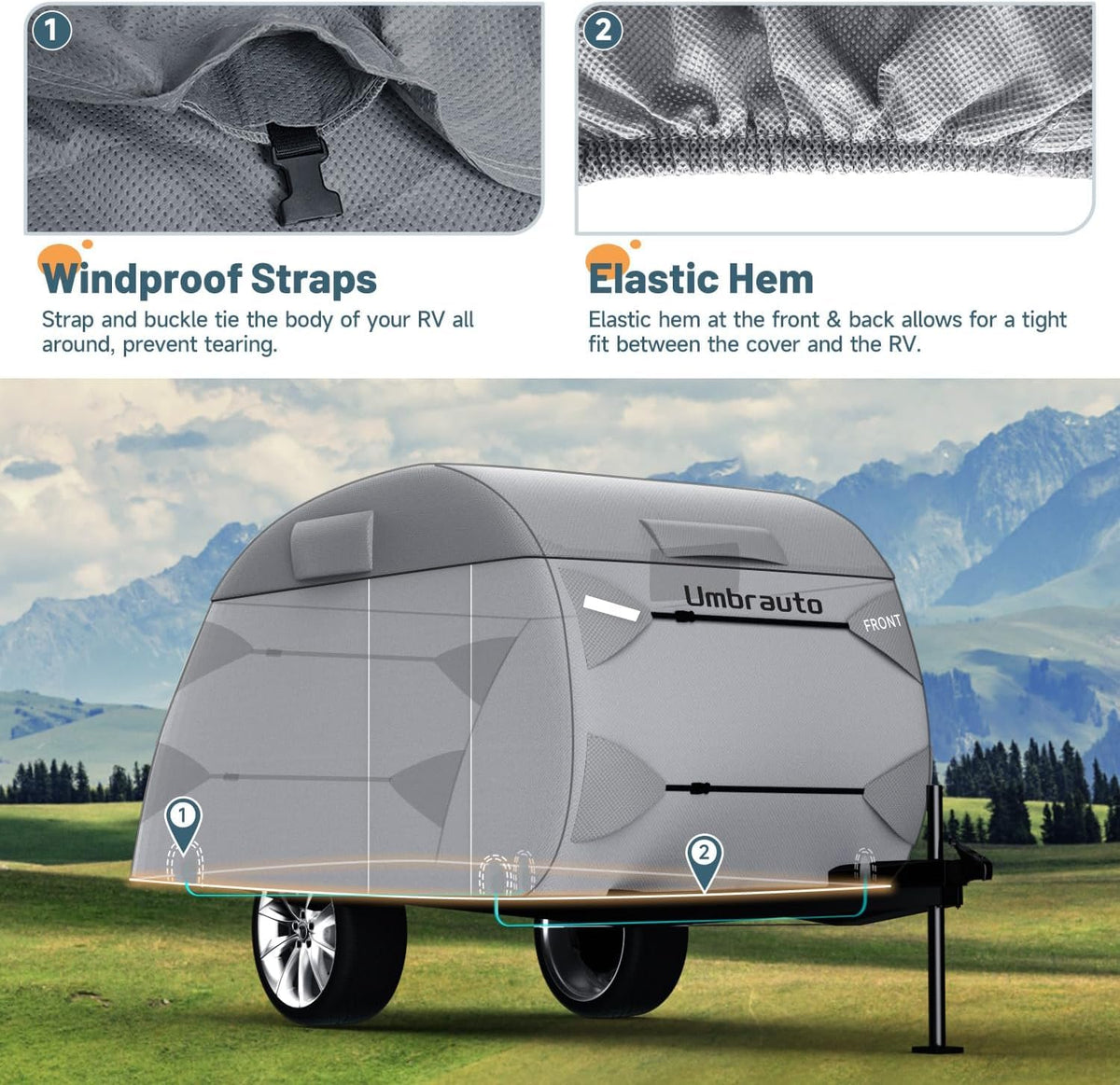 12-15 Camper 7 Layers Waterproof Teardrop Trailer Cover H336928