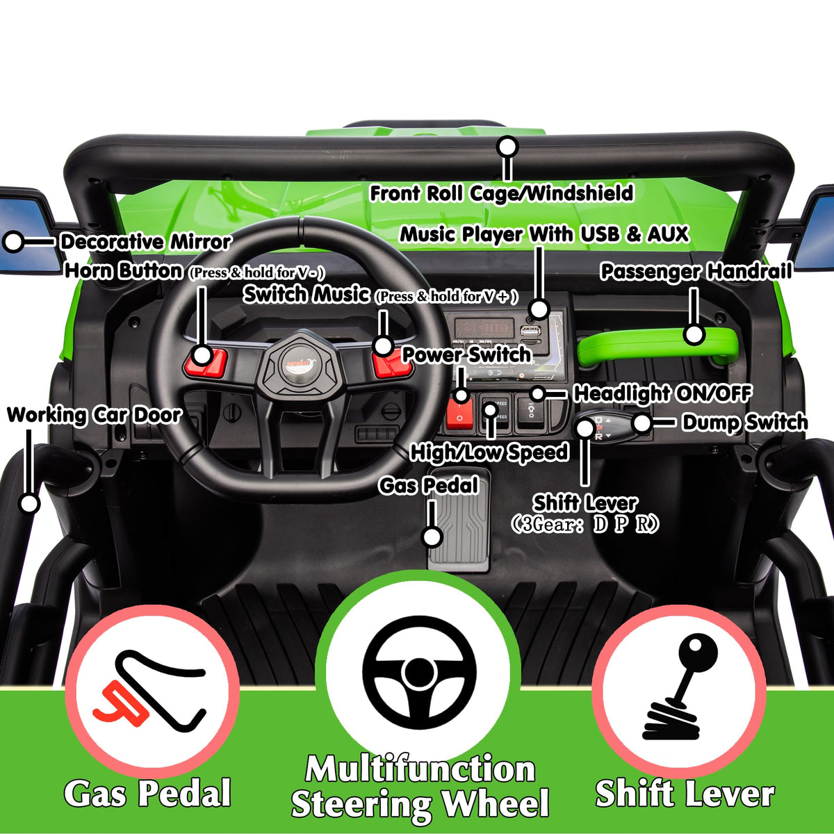 24V Kids Ride On Truck with Electric Dump Bed S973384