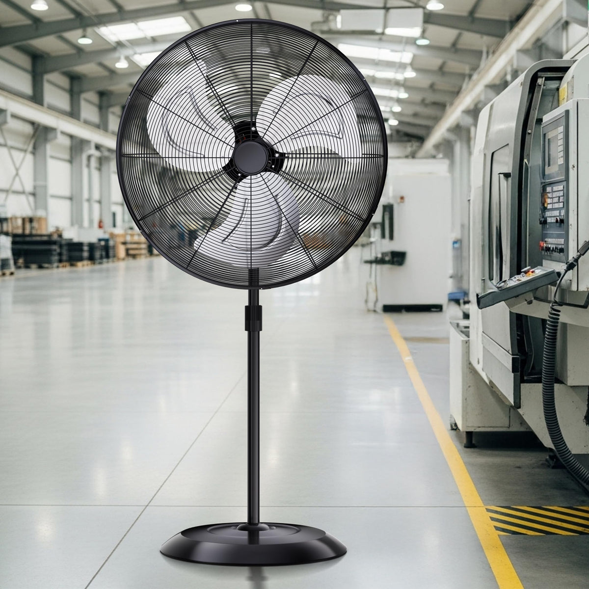 24" High Velocity Oscillating Pedestal Fan, 8000 CFM 3-Speed Standing Fan A745