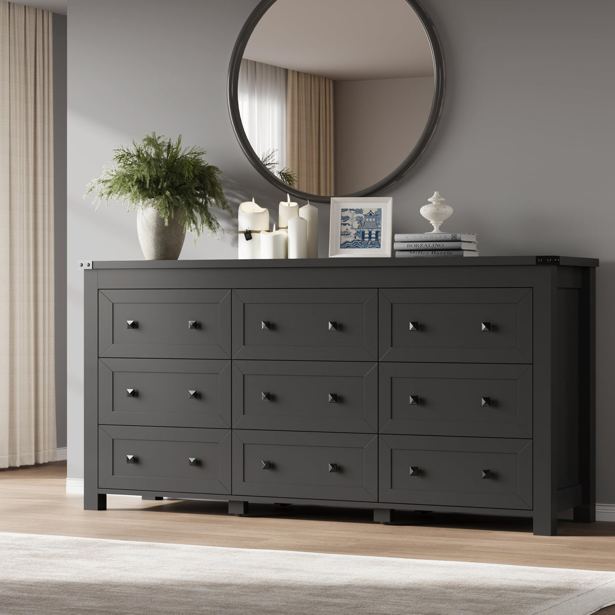 9 Drawer Wood Dresser Q74096